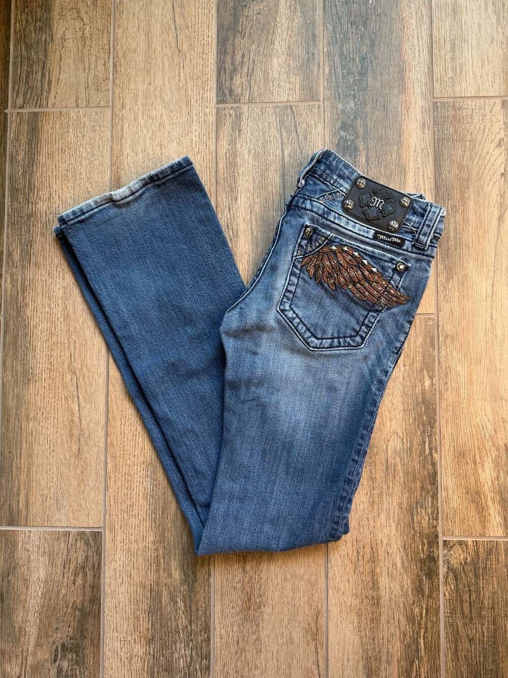 Miss Me Bootcut Jeans Size 28 Embellished Angel Wings